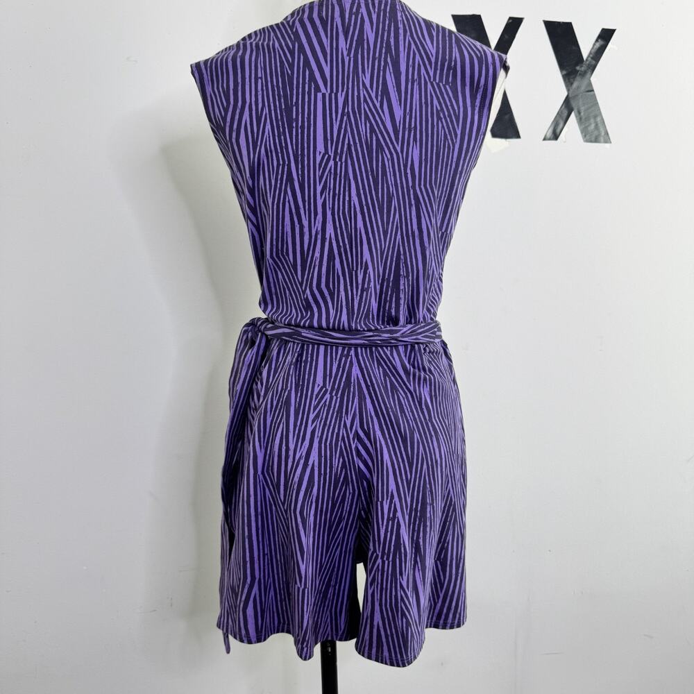 NWT Y2K Purple Zebra Print Romper Wrap Skort Mini Dress One Piece Going Out M - Picture 3 of 6